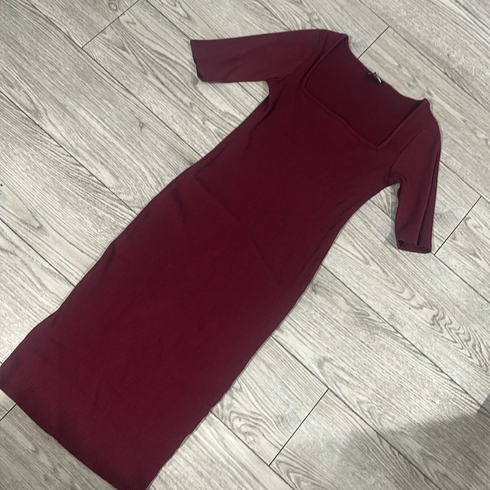 EUC Snatched Midi Dress - Burgundy Bodycon Dress - Picture 4 of 7